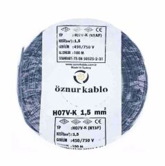 Öznur Kablo 1,5 mm Nyaf Çok Telli Bakır Elektrik Kablosu Siyah