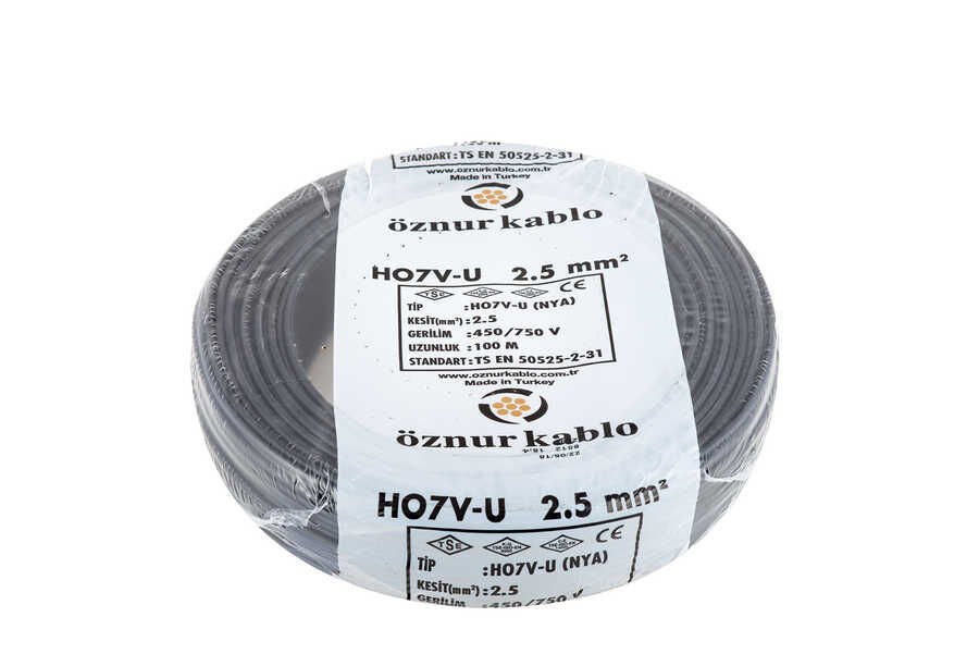 Öznur Kablo 2,5 mm Nya Tek Damarlı Bakır Elektrik Kablosu Siyah