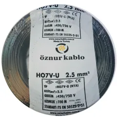 Öznur Kablo 2,5 mm Nya Tek Damarlı Bakır Elektrik Kablosu Siyah