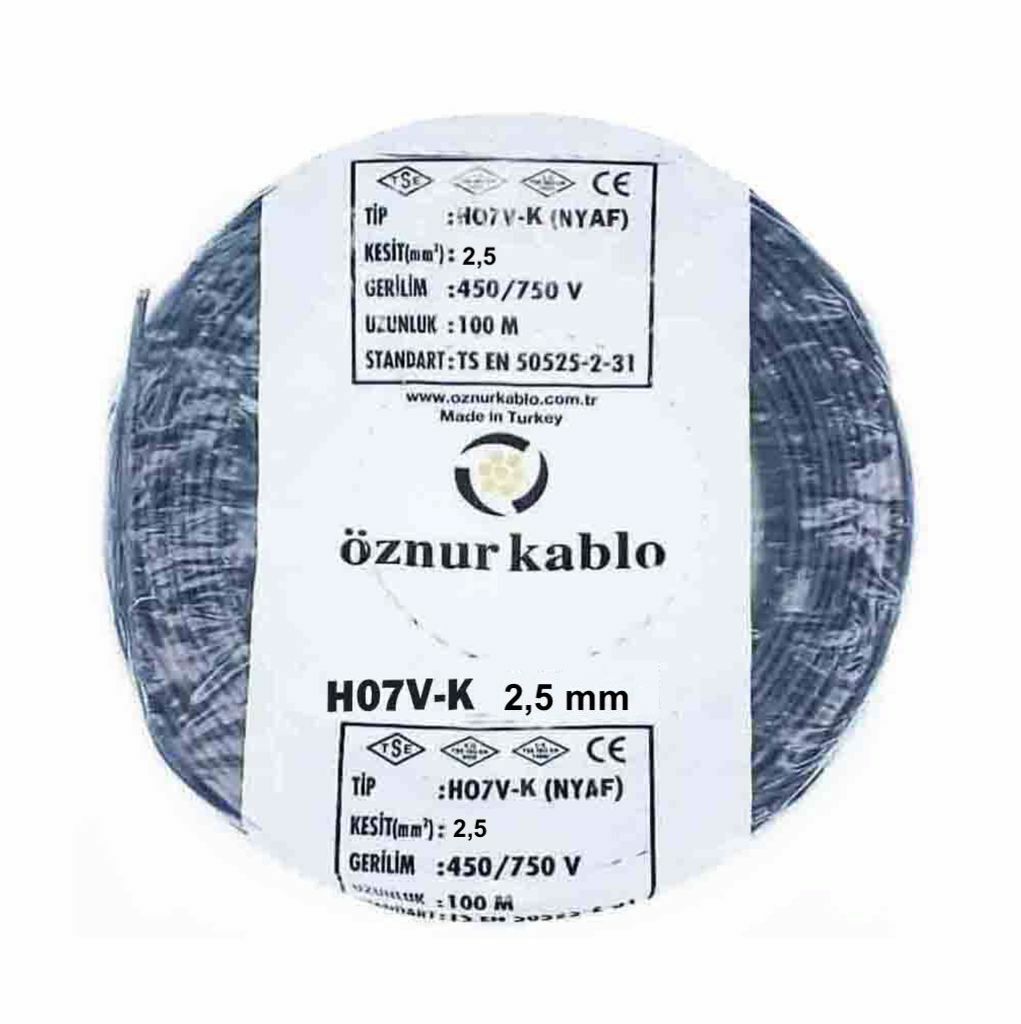 Öznur Kablo 2,5 mm Nyaf Çok Telli Bakır Elektrik Kablosu Siyah