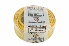 Öznur Kablo 6 mm Nya Tek Damarlı Bakır Elektrik Kablosu Sarı Yeşil