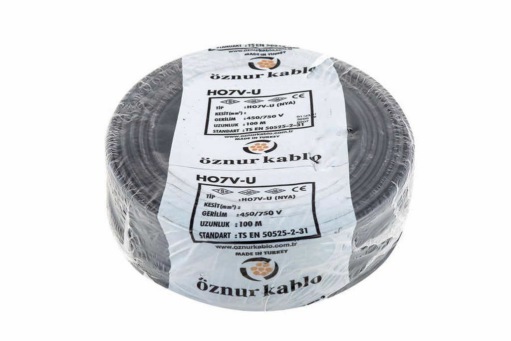 Öznur Kablo 10 mm Nya Tek Damarlı Bakır Elektrik Kablosu Siyah