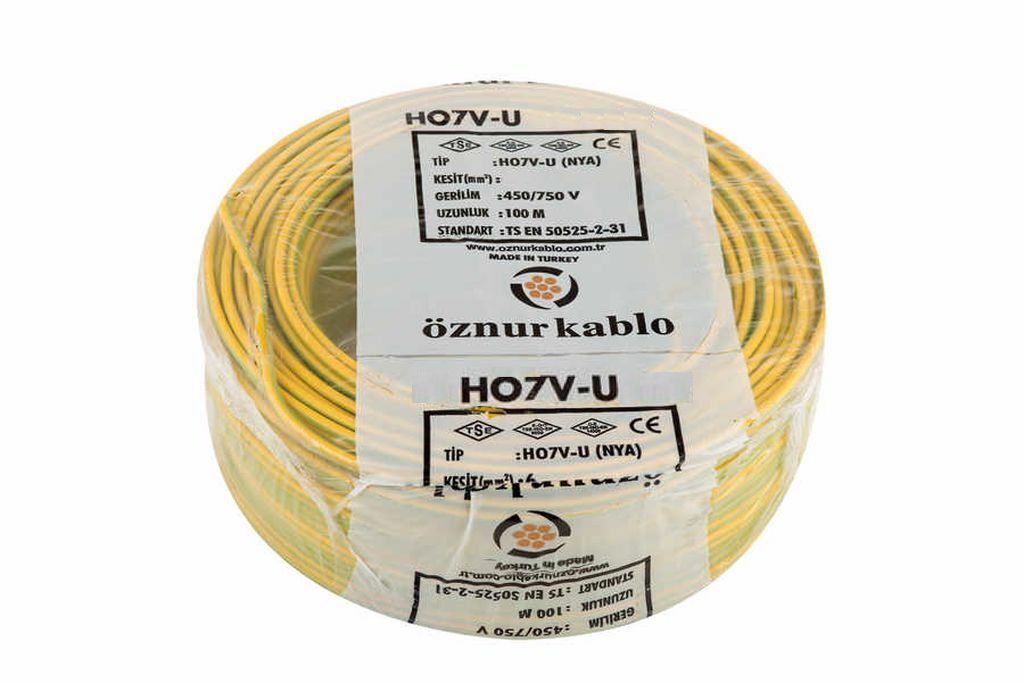 Öznur Kablo 16 mm Nya Tek Damarlı Bakır Elektrik Kablosu Sarı Yeşil